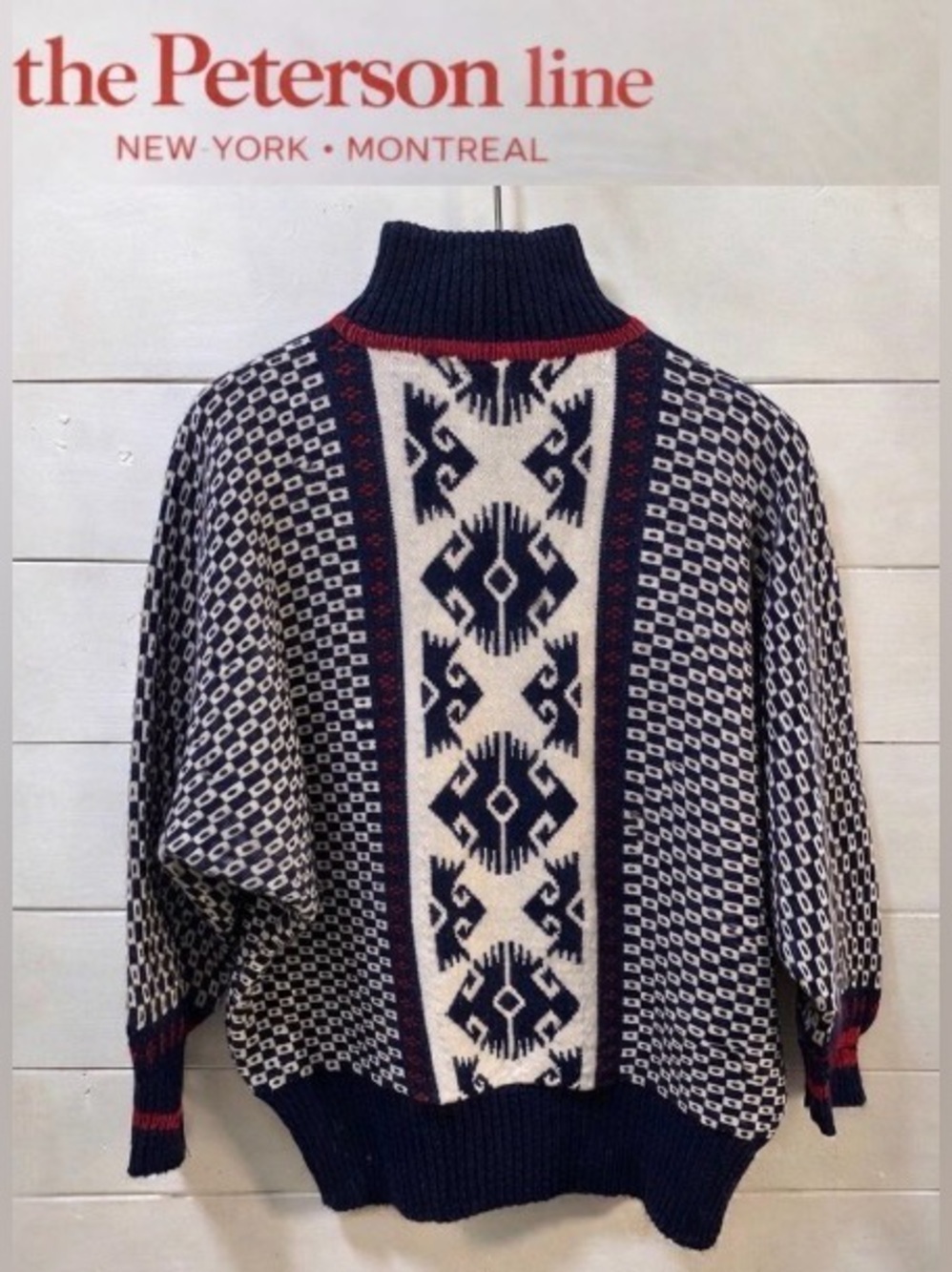 THE PETERSON LINE Pattern Knit Sweater Navy – Size P/S